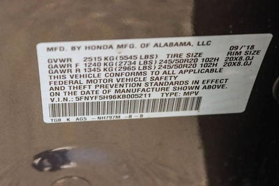 2019 Honda Pilot Touring 8-Passenger