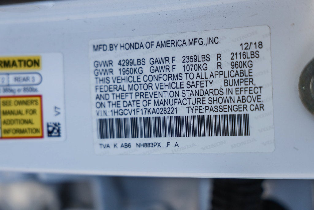 2019 Honda Accord Sedan LX 1.5T
