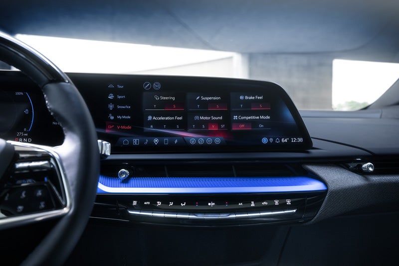 The 2026 OPTIQ-V Display Screen Displaying the V-Mode Settings | Epic Cadillac in Sacramento CA